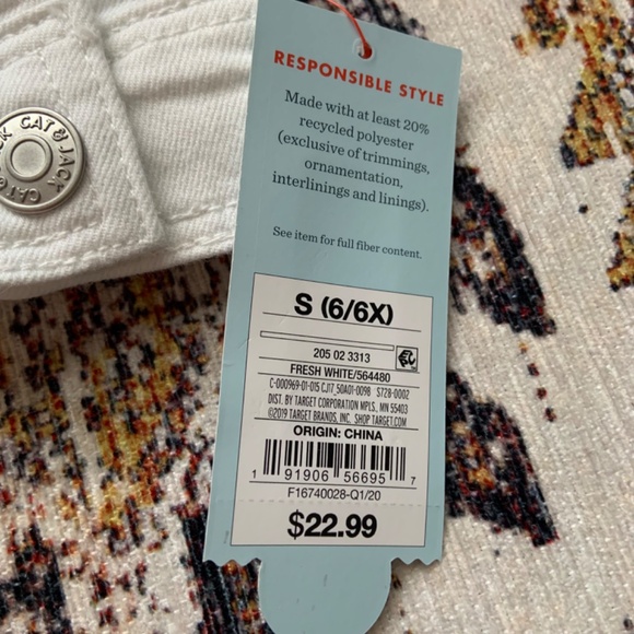 Girls White Denim Jacket Size 6X Cat and Jack - Picture 4 of 6